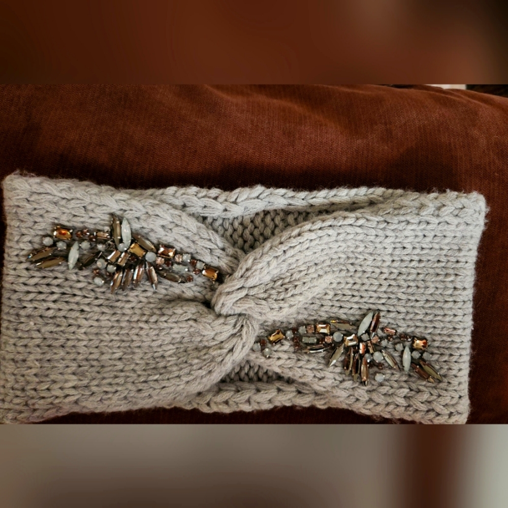 Grey Headband with jewel accents